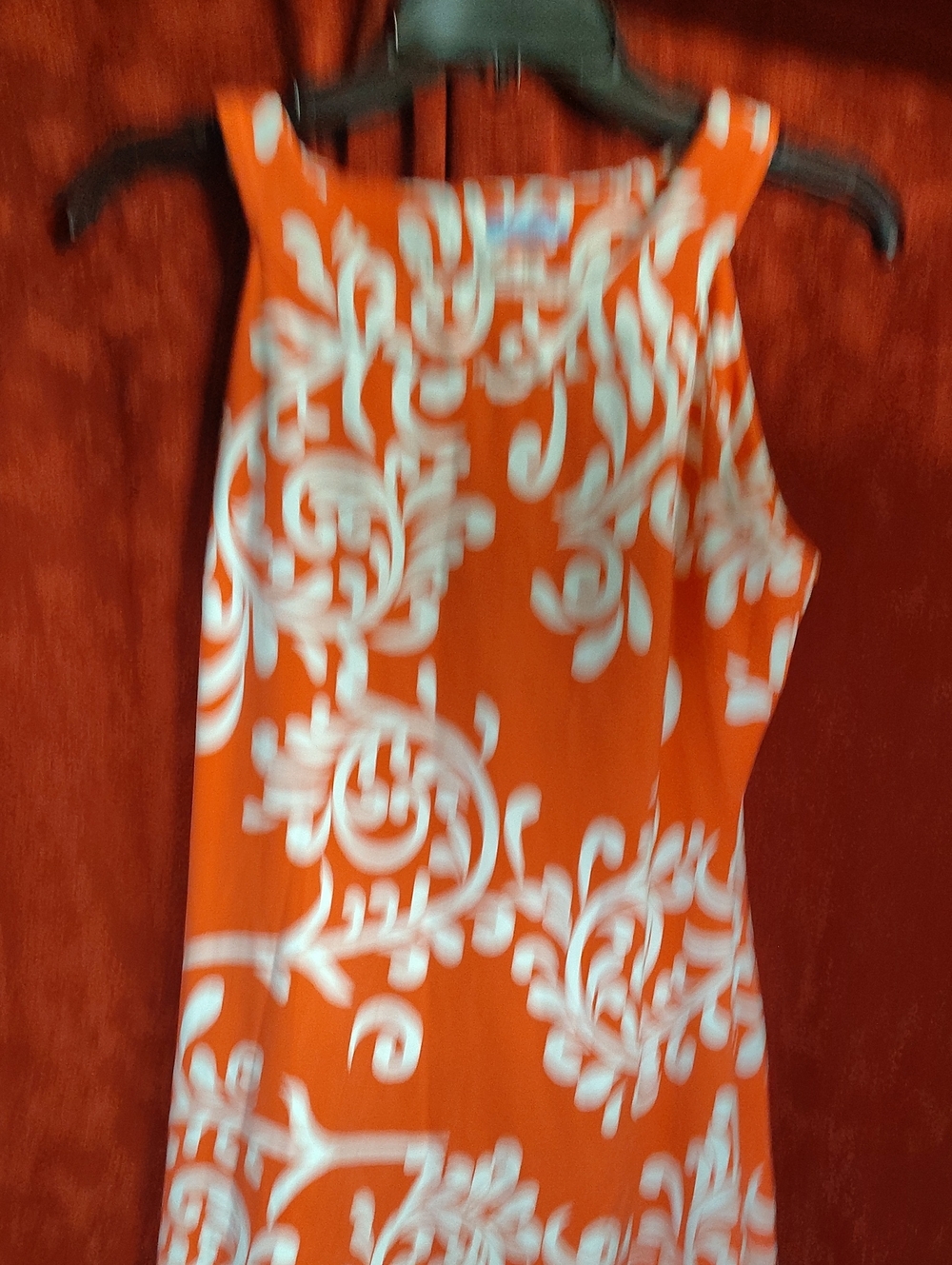 J. McLaughlin Orange Tank Dress with White Scroll Print